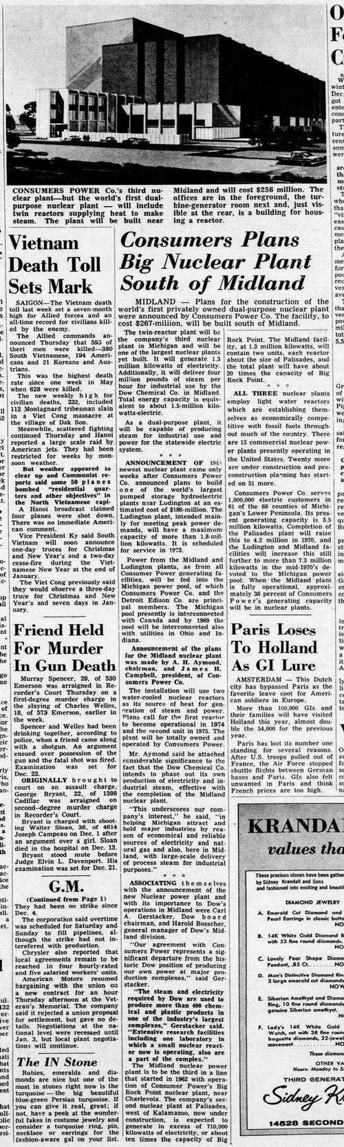 Midland Nuclear Power Plant (Cancelled) - Dec 15 1967 Consumers Announces Plant